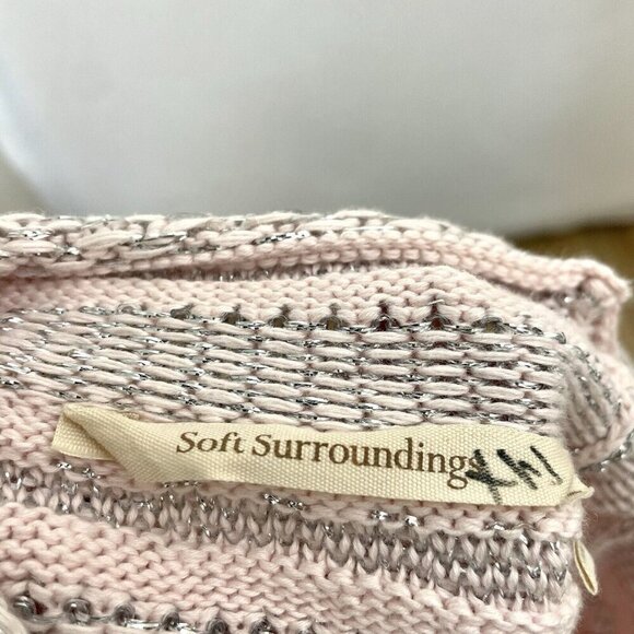 Soft Surroundings Cable Knit Metallic Detail Sweater Baby Pink size Petite Large - Picture 6 of 8